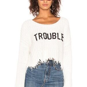 Wildfox Cream 'Trouble' Knit Sweater